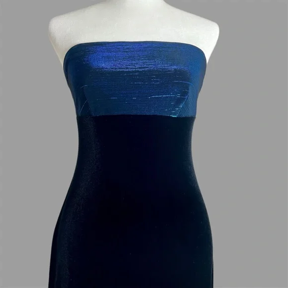 All that Jazz | Dresses | All That Jazz Vintage Black Velvet Iridescent Blue  Top Evening Dress Small | Poshmark